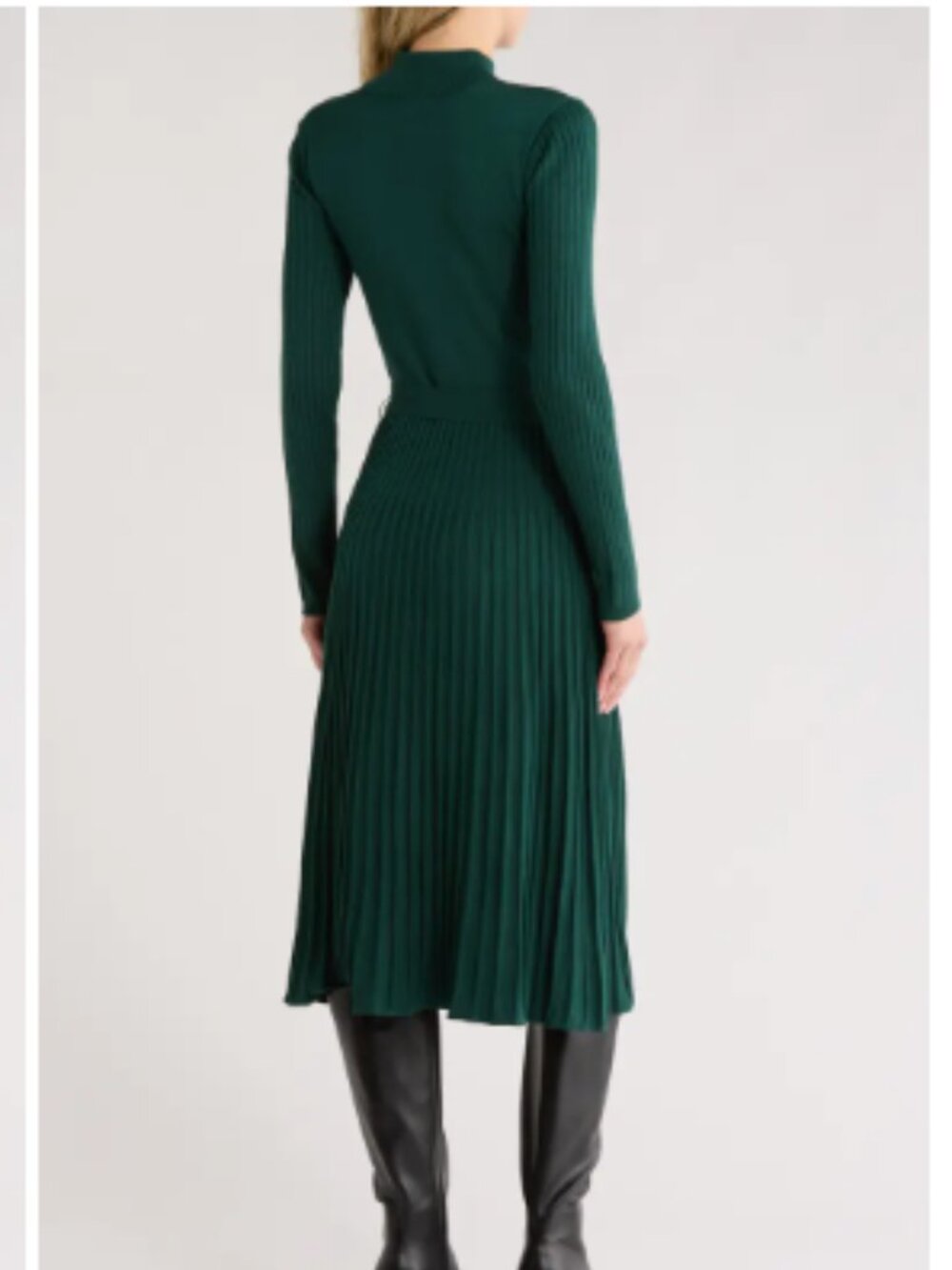 Sandra Darren Women's Tie-Front Pleated Mock-Neck Sweater Dress size large - Picture 3 of 5